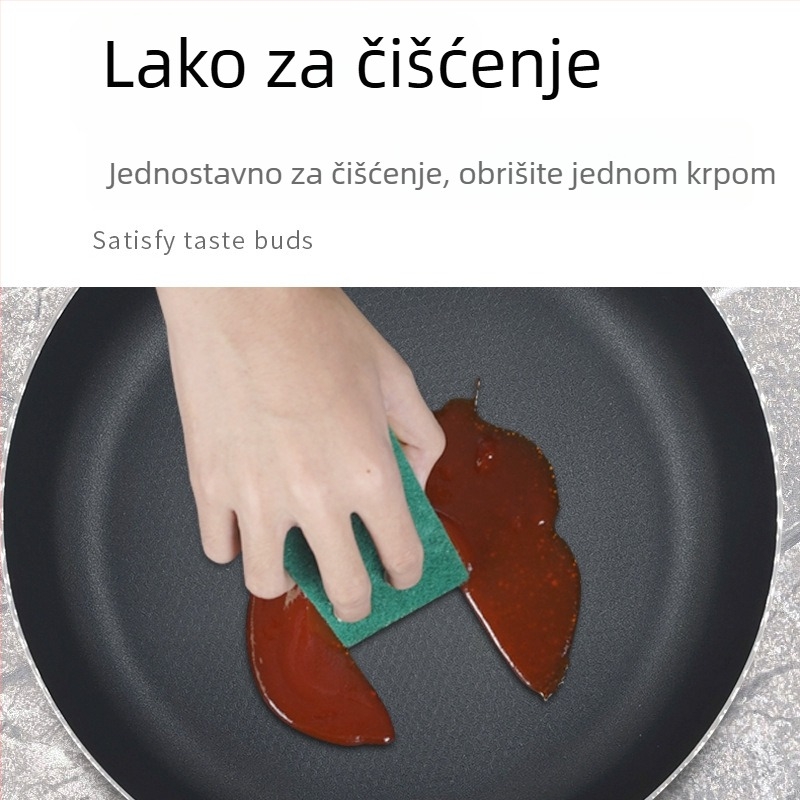 Wok tiganj od aluminijske legure, neprijanjajući premaz, dvostruko dno, baza od 201 nehrđajućeg čelika