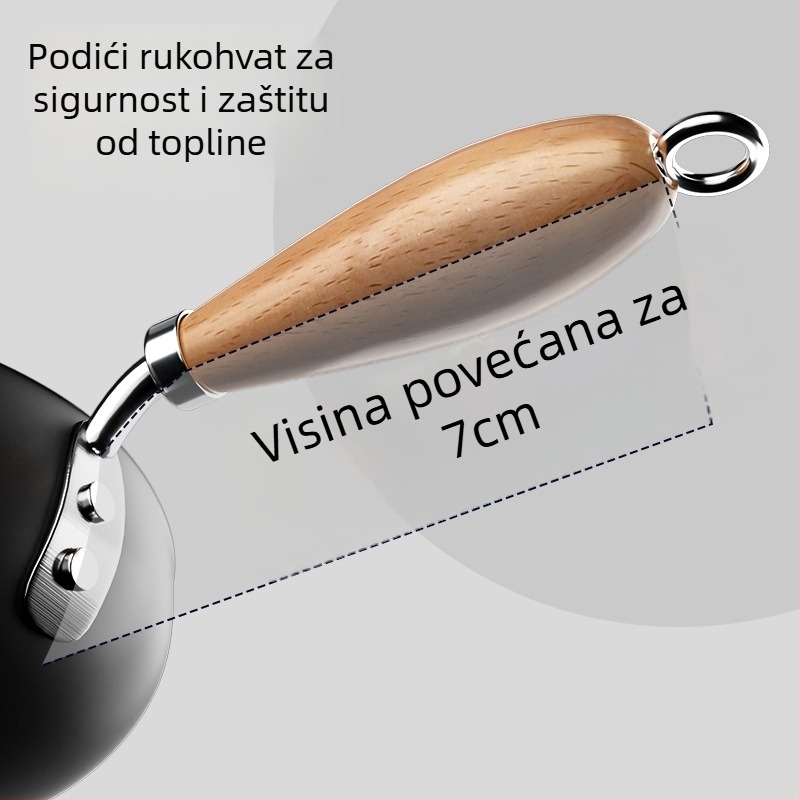Tiganj za prženje / plosnati tiganj, rafinirano željezo, funkcija izljeva ulja, kompatibilan s indukcijskim pločama, dubina 5,5 cm, model pyg1-2