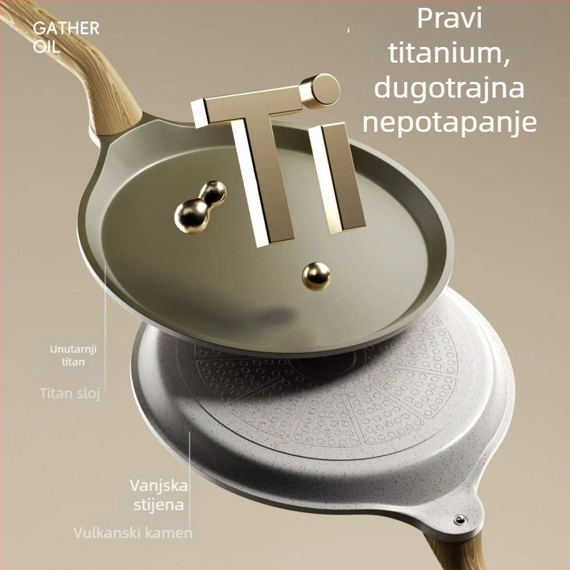 Tava za prženje/plitka tava, materijal medicinski kamen, zapadni stil, neprijanjajući, model HE23004