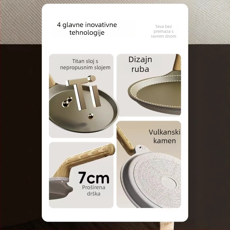 Tava za prženje/plitka tava, materijal medicinski kamen, zapadni stil, neprijanjajući, model HE23004