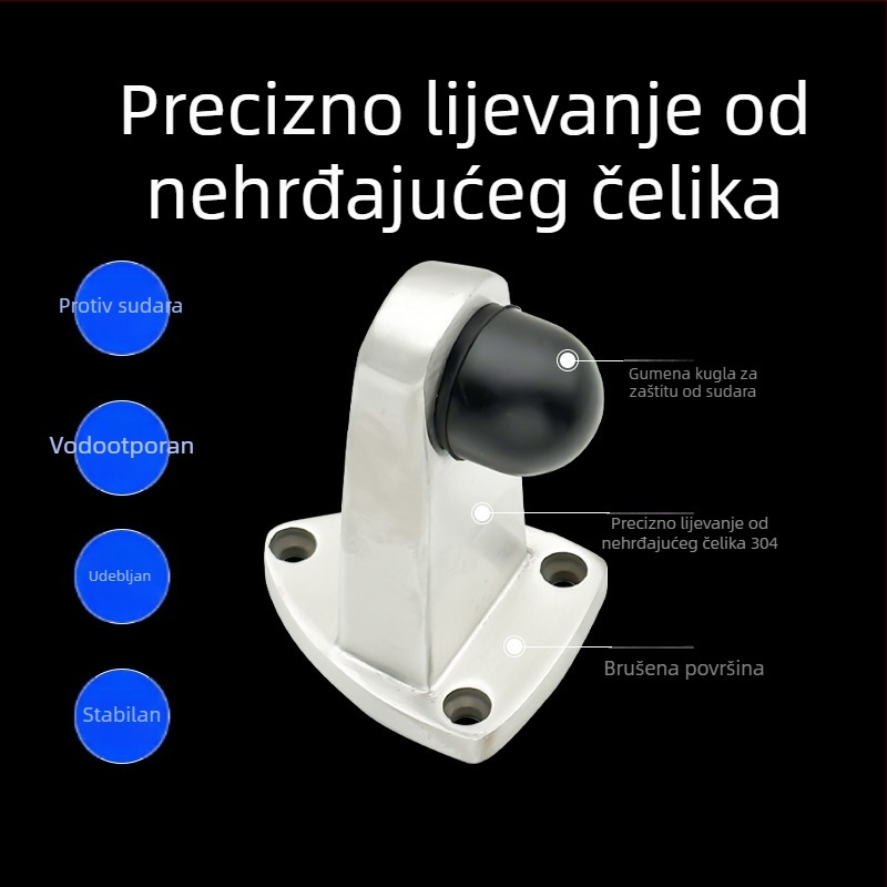 Gornji protivudarni doraz za vrata, bez bušenja, 304 nehrđajućeg čelika, brušeni završni sloj, tip: sprječavanje sudara, Kin-chul