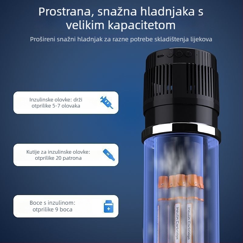 Prijenosna kutija za hlađenje inzulina i lijekova s termoelektričnim hlađenjem, 5 L kapaciteta, punjiva