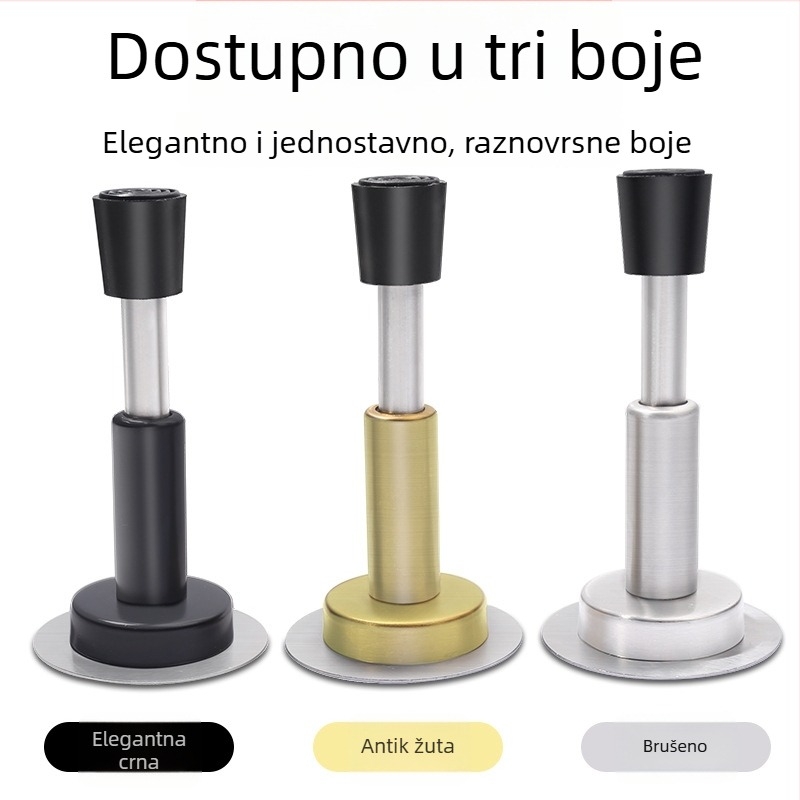Stopač vrata bez bušenja s povlačnim gornjim dijelom – zidni montaža, nehrđajući čelik s brušenim završnim slojem, automatsko upravljanje, model 2024.4.14