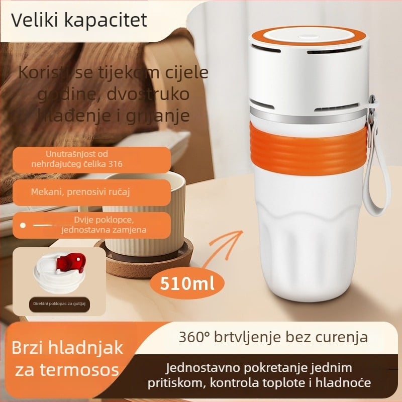 Izolirana čaša za hlađenje s poluvodičkim hlađenjem, USB napajanje, nehrđajuće čelično tijelo i unutarnji spremnik, model Hf-zlb01, kapacitet manje od 1 L