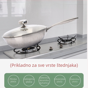 Wok od čistog titana, ručno kovan, bez premaza, višeslojno dno