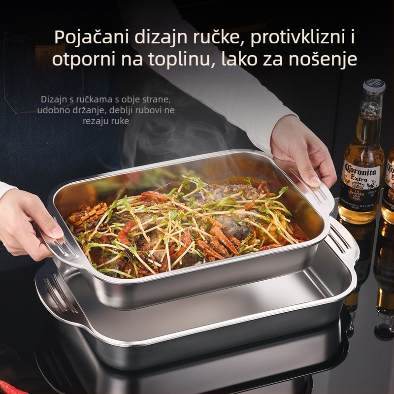 Jin dabin nehrđajući čelik – ploča za roštilj na ribu, indukcijska kompatibilnost, mikrovalna sigurna, elektroplatirana površina