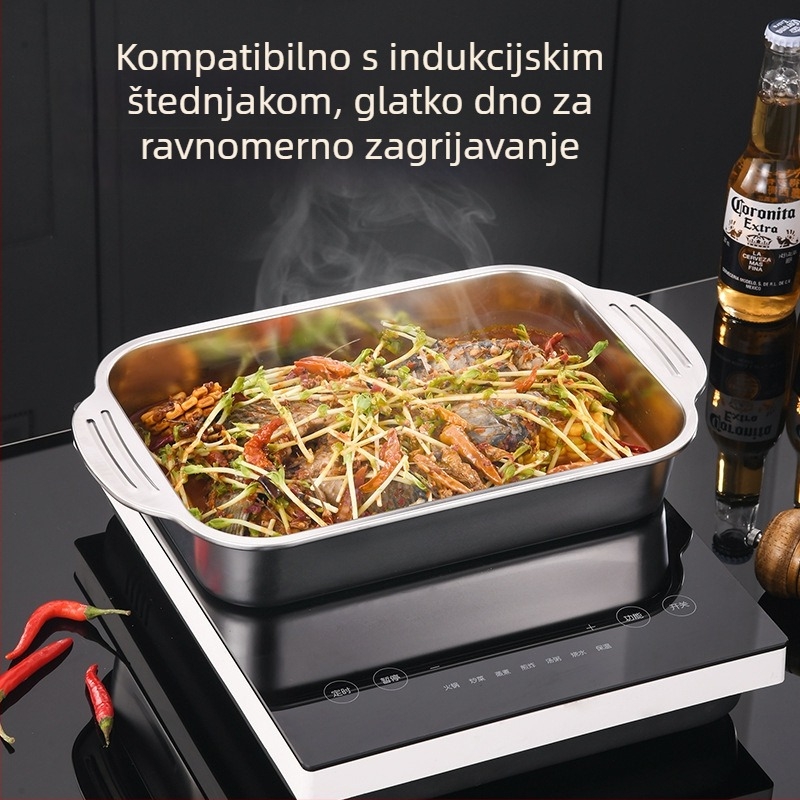 Jin dabin nehrđajući čelik – ploča za roštilj na ribu, indukcijska kompatibilnost, mikrovalna sigurna, elektroplatirana površina