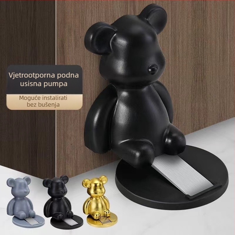 Magnetski zaustavljač vrata s podnim usisavanjem, bez bušenja, ABS, model 01, mat završni sloj s pozlatom, stil light luxury
