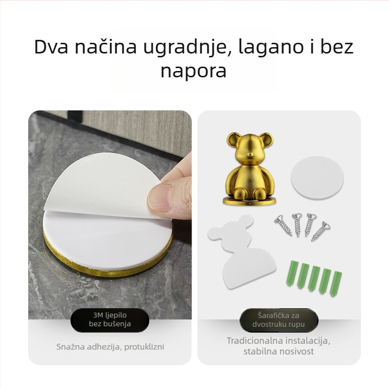 Magnetski zaustavljač vrata s podnim usisavanjem, bez bušenja, ABS, model 01, mat završni sloj s pozlatom, stil light luxury