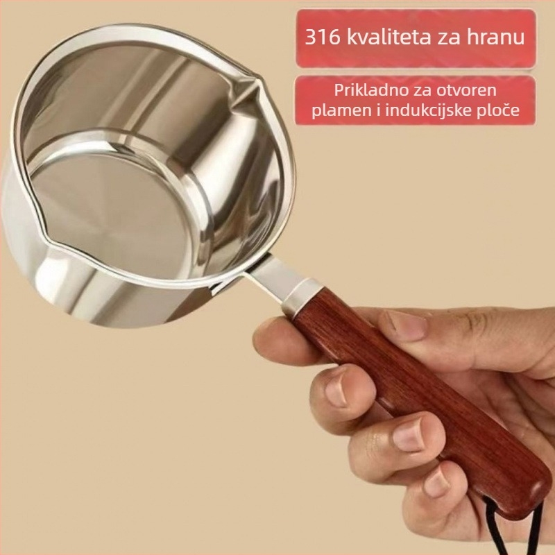 Lonac za izlijevanje ulja od 316 nehrđajućeg čelika — bez poklopca, bez premazivanja, višeslojno dno, kompatibilan s plinskim i indukcijskim pločama