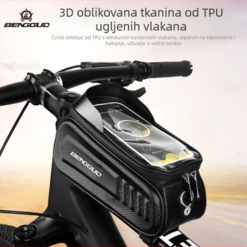 Jumping Fruit BG-0828 Torba za prednju cijev bicikla s čvrstim kućištem i prozorom osjetljivim na dodir, vodootporan pretinac za telefon