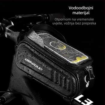Jumping Fruit BG-0828 Torba za prednju cijev bicikla s čvrstim kućištem i prozorom osjetljivim na dodir, vodootporan pretinac za telefon