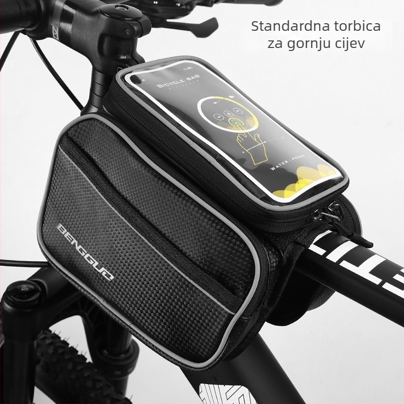 Jumping Fruit BG-0828 Torba za prednju cijev bicikla s čvrstim kućištem i prozorom osjetljivim na dodir, vodootporan pretinac za telefon