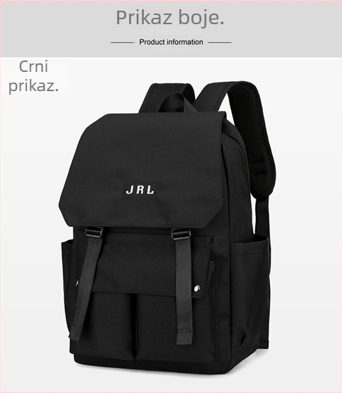 Ruksak u japanskom stilu s preklopnim poklopcem, velika kapaciteta 20–35 L, najlon, zakrivljene naramenice, uzorak slovo