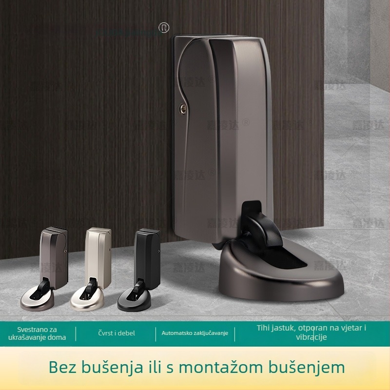 Hydraulički štićnik vrata s podnim držačem od cinkovog legura, automatsko upravljanje, elektroplirano završno obrada, za kupaonice