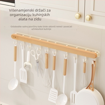 Zidni kuhinjski vješak bez bušenja — vodilica za posuđe, višefunkcionalno skladište; Materijal: ugljični čelik; Obrada: anodna oksidacija; Stil: moderni minimalistički