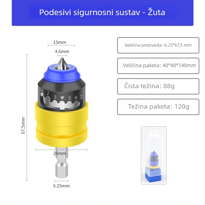 Bit za suhozid s podesivom dubinom, električni lokalizator vijaka, pneumatski spojnik, 40Cr čelik