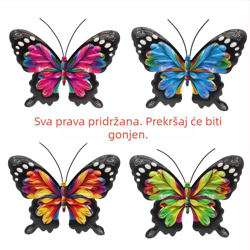 Željezni leptir zidna dekoracija za vrt i dvorište, ukras za ogradu, životinjska tema; Materijal: željezo; Kategorija: Životinje; Primjena: Općenito; Pakiranje: Karton