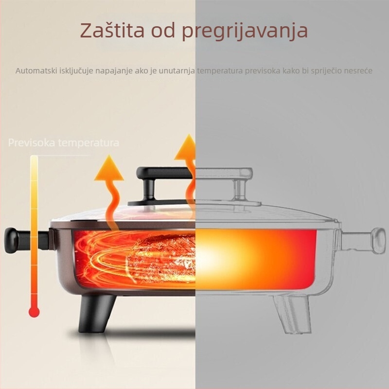Midea električna posuda s više funkcija – nehrđajući čelik, 1200–1500W, mehaničko upravljanje, funkcije: prženje, dinstanje, kuhanje i hot pot