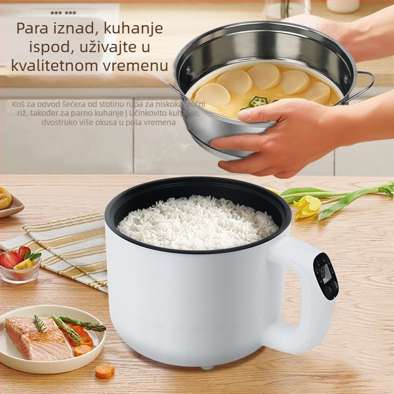 Višenamjenski električni kuhalo s kapacitetom do 2 L, za 2–3 osobe; unutarnja posuda od aluminijske legure; upravljanje mikroprocesorom i tipkama; značajke: brzo kuhanje na paru, bez odabira posuda, roštilj i shabu-shabu.
