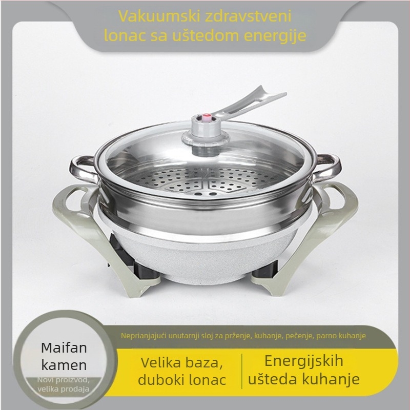 Višefunkcijski električni lonac s korejskim stilom, s nelepljivim premazom, vakuum poklopcem, 1500W, 220V