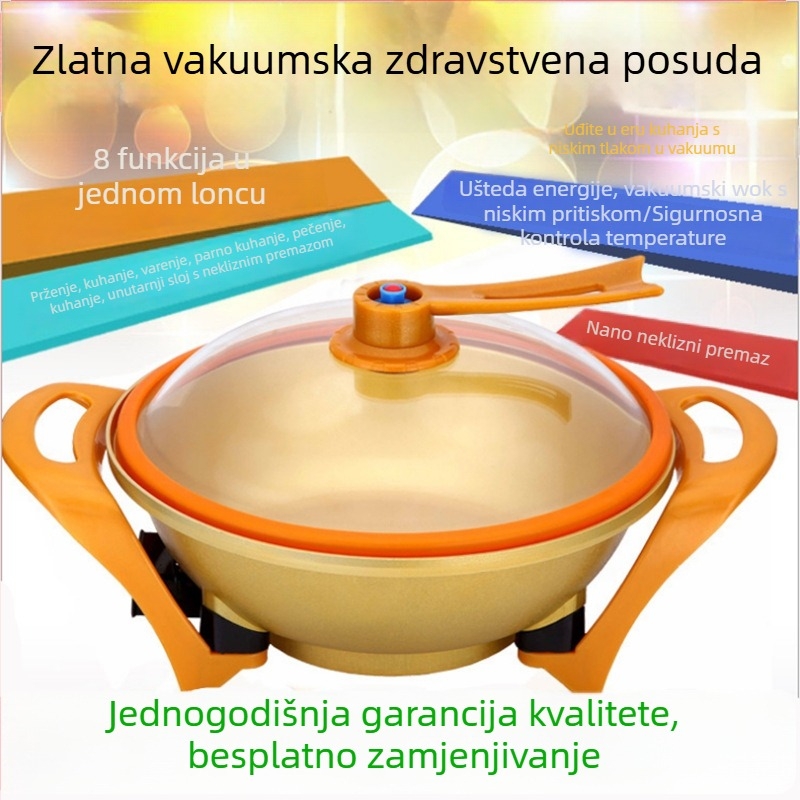 Višefunkcijski električni lonac s korejskim stilom, s nelepljivim premazom, vakuum poklopcem, 1500W, 220V