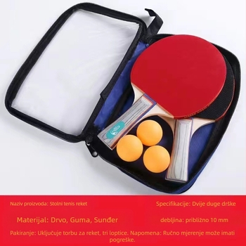 Set raketa za stolni tenis za početnike – dvostruka guma, Long-Glue guma, PE jezgra, prilagođeni logotip