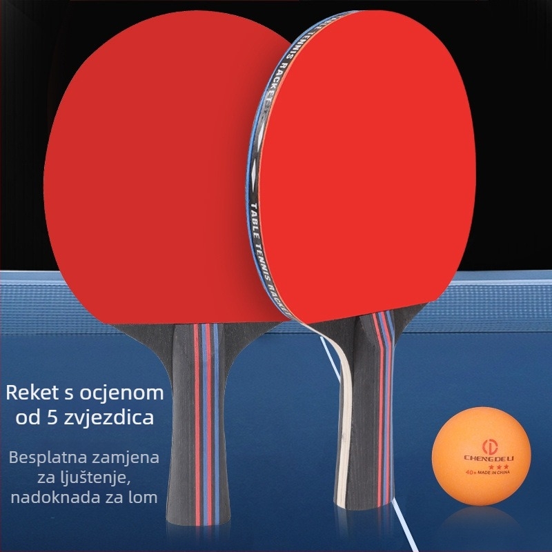 Set raketa za stolni tenis za početnike – dvostruka guma, Long-Glue guma, PE jezgra, prilagođeni logotip