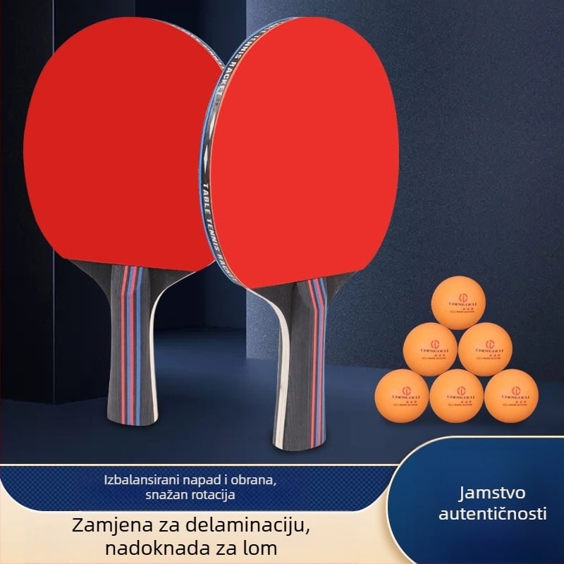 Set raketa za stolni tenis za početnike – dvostruka guma, Long-Glue guma, PE jezgra, prilagođeni logotip