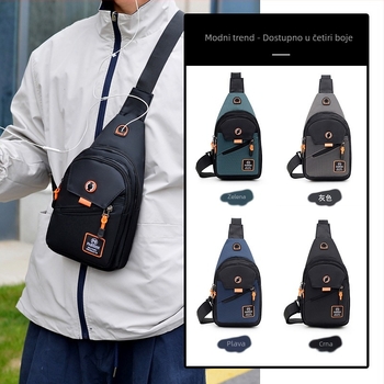Muška torba na prsa - gradski stil, Oxford tkanina, vodootporna, uzorak s slovima, podstava od poliesteru