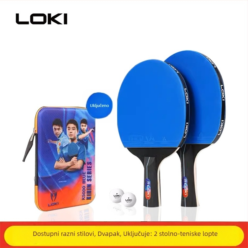 Raketa za stolni tenis, paket od 2 komada, Thor Loki, poplar ploča, anti-lepljiva guma, za početnike