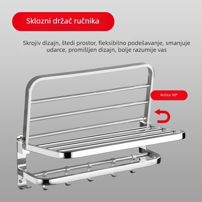 Nehrđajući čelični držač ručnika za kupaonicu, moderan stil, petdijelni set