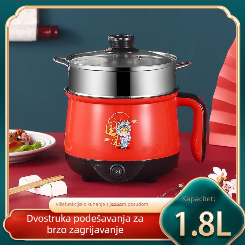 Višefunkcijska električna kuhača s keramičkom neprijanjivom unutrašnjošću, dvostruki sustav kuhanja na paru, upravljanje gumbima, 220V, težina ispod 3 kg