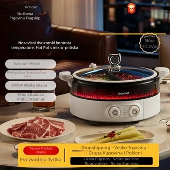 Električna posuda za hot pot, 8 L kapaciteta, 1500 W, za 5–6 osoba, dubina unutarnjeg spremnika 7 cm, funkcija sprječavanja suhog kuhanja