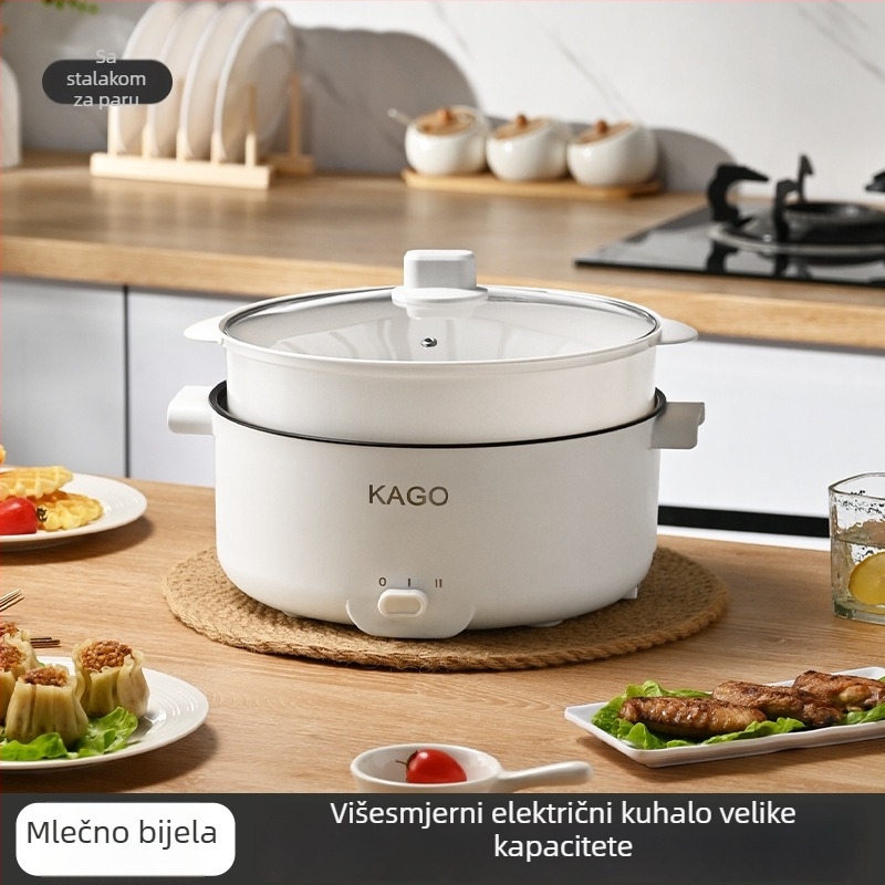 Električna posuda za topla jela velike kapacitete, 800W, 2–3 L, unutarnja posuda od nehrđajućeg čelika, višefunkcionalna: kuhanje, dinstanje, lagano kuhanje, hot pot, funkcija protiv isušivanja