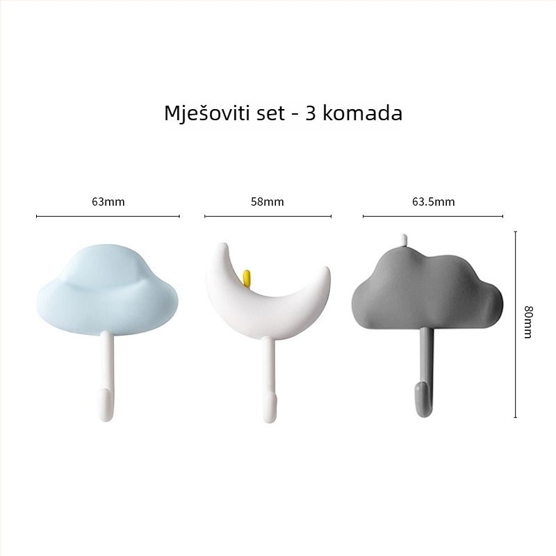 Zidna kuka s jakim ljepilom, bez bušenja, za kupaonicu i kuhinju; Materijal: ABS + PVC + mekano ljepilo; Težina: 0.054 kg; Proizvodnja injekcijskim prešanjem