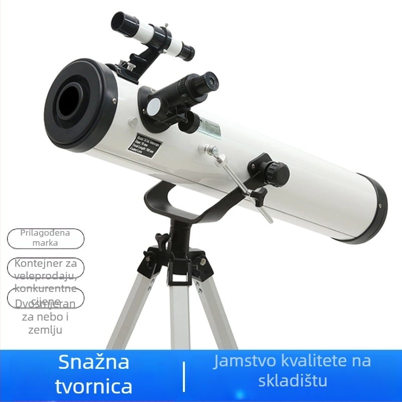 Astronomski monokularni teleskop, model 70076, povećanje 350x, promjer izlazne zjenice 76 mm, vidno polje 1,3°, udaljenost izlazne zjenice 700 mm