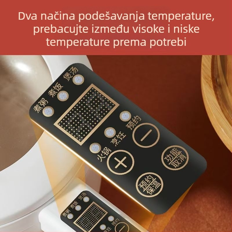 Električna posuda za studentski dom - kapacitet 2-3 L, unutarnji keramički emajlirani lonac, snaga ispod 800 W, višenamjenska: prženje, kuhanje, dinstanje.