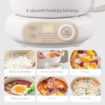 IH dijeljeno kuhalo za rižu s funkcijom kuhanja na paru, mikroprocesorska kontrola, odvojeni neprijanjajući unutarnji lonac, kapacitet ≤2 L, pogodno za 2–3 osobe