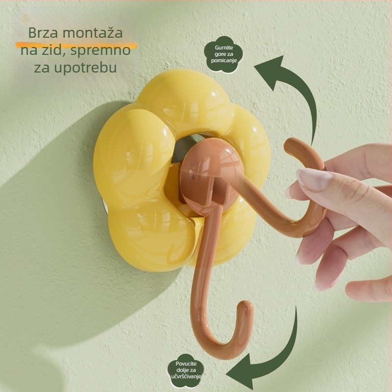 Zidna kuka s vakuumom u obliku cvijeta – bez bušenja, za kupaonicu i kuhinju; Materijal: plastika; Težina: 50 g; Proizvodni postupak: ubrizgavanje; Stil: Svijetli luksuz