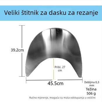 Daska za rezanje od nehrđajućeg čelika s zaštitom od prskanja, kružni oblik, debeli ojačani rub, višenamjenska kuhinjska daska