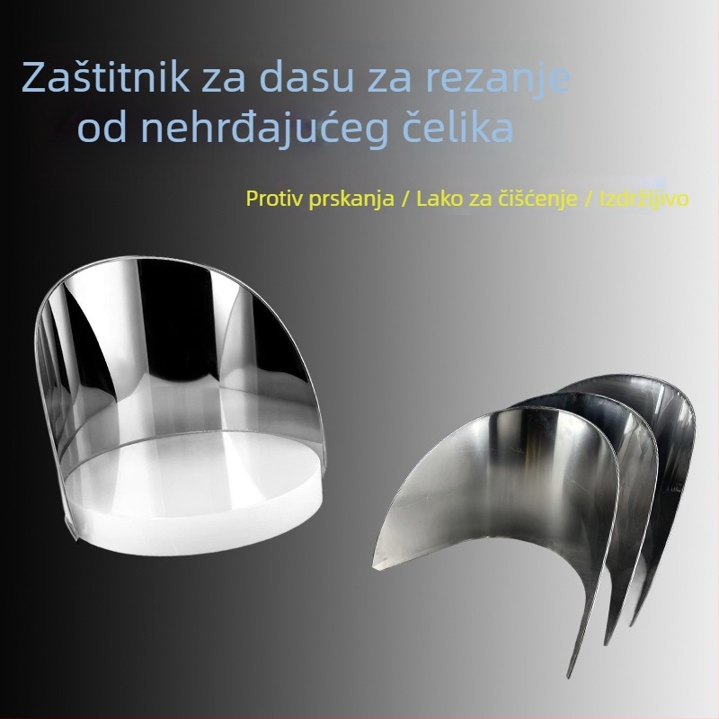 Daska za rezanje od nehrđajućeg čelika s zaštitom od prskanja, kružni oblik, debeli ojačani rub, višenamjenska kuhinjska daska