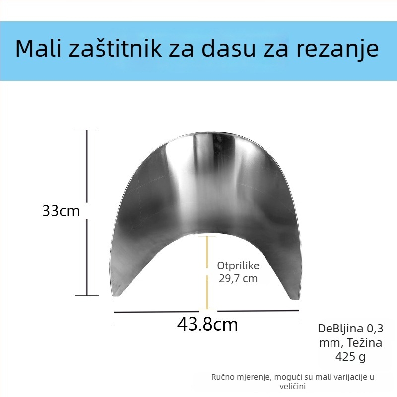 Daska za rezanje od nehrđajućeg čelika s zaštitom od prskanja, kružni oblik, debeli ojačani rub, višenamjenska kuhinjska daska