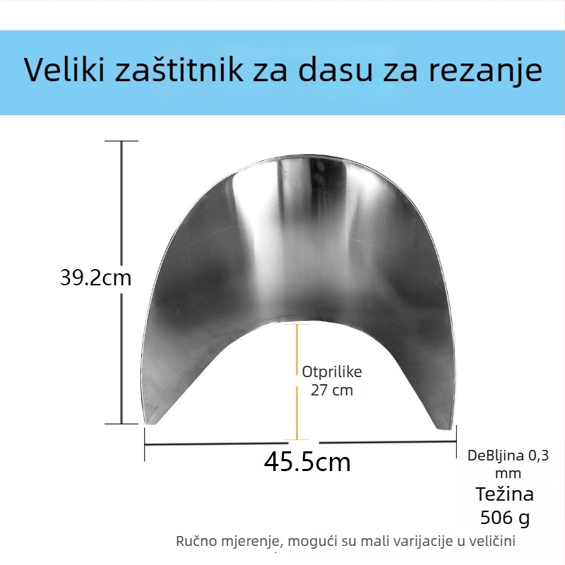Daska za rezanje od nehrđajućeg čelika s zaštitom od prskanja, kružni oblik, debeli ojačani rub, višenamjenska kuhinjska daska