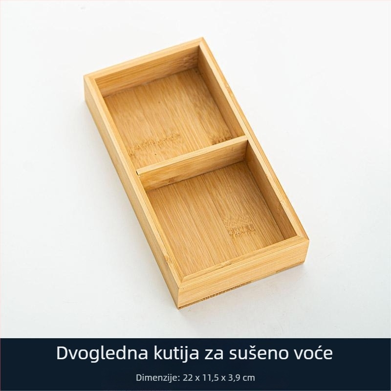 Bambusni tanjur za posluživanje s devet kvadratnih odjeljaka — kvadratnog oblika, japanski stil, prugasti uzorak