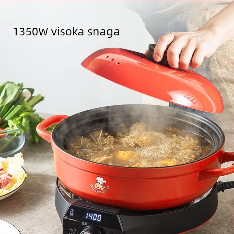 Električna keramička posuda s parnom funkcijom (kapacitet 3-4 L; keramički unutarnji premaz; upravljanje okruglim gumbom; 220 V)