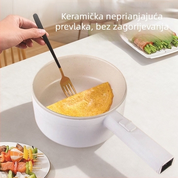 Višenamjenski električni kuhalo za studentski dom – kuhanje rezanaca i hot pot, keramički unutarnji spremnik, mehaničko upravljanje, 2 L kapaciteta, 2–3 porcije, čišćenje sve-u-jednom, brz par, grill i shabu-shabu
