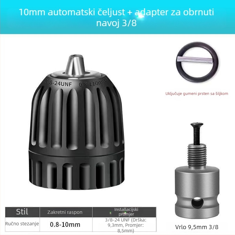 Yanrui Adapter za ručne i udarne bušilice – konverzijska glava, automatsko zaključavanje čeljusti, metalno-plastična konstrukcija