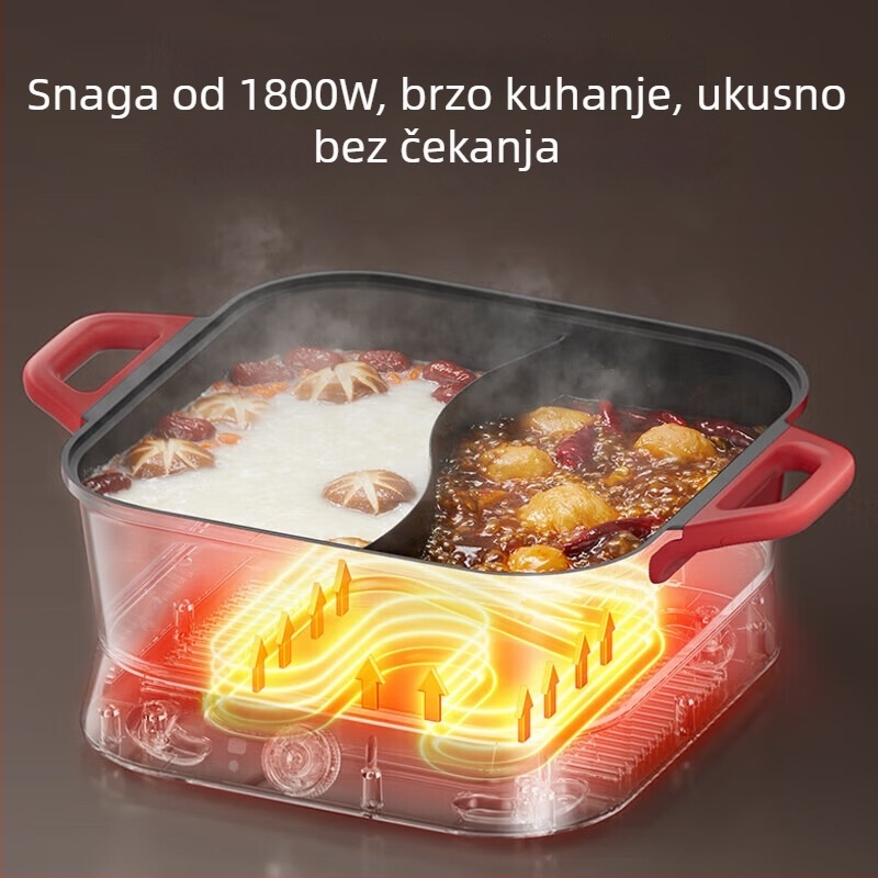 Supor 6L Električni hot pot, 1800W, funkcije kuhanja i hot pot-a, Plastično kućište, Mehaničko upravljanje, 220V, za 3–4 osobe, Dubina unutarnjeg lonca 9 cm
