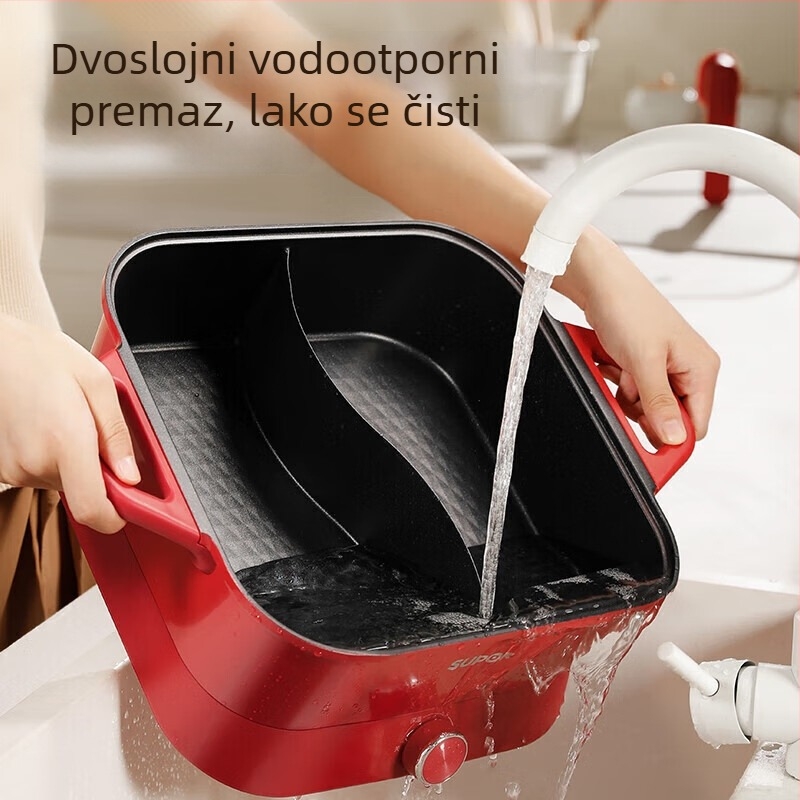 Supor 6L Električni hot pot, 1800W, funkcije kuhanja i hot pot-a, Plastično kućište, Mehaničko upravljanje, 220V, za 3–4 osobe, Dubina unutarnjeg lonca 9 cm